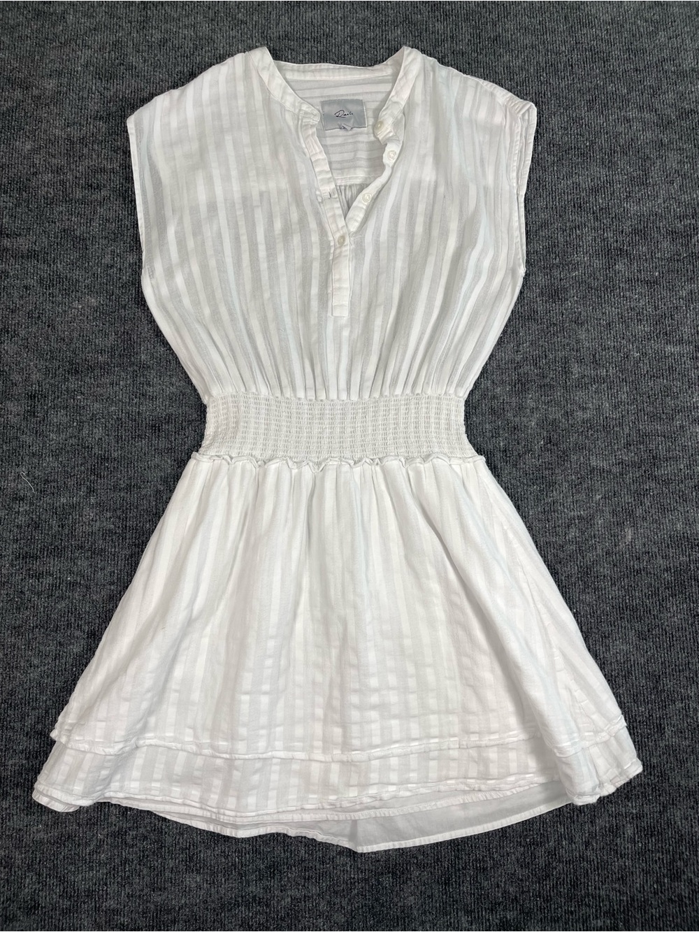 Rails White Sleeveless Smocked-Waist Tunic Dress